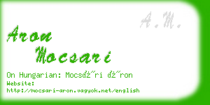 aron mocsari business card